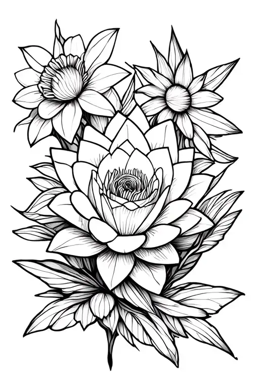 Waterlily And Rose Give Birth To A Daffodil Flowers