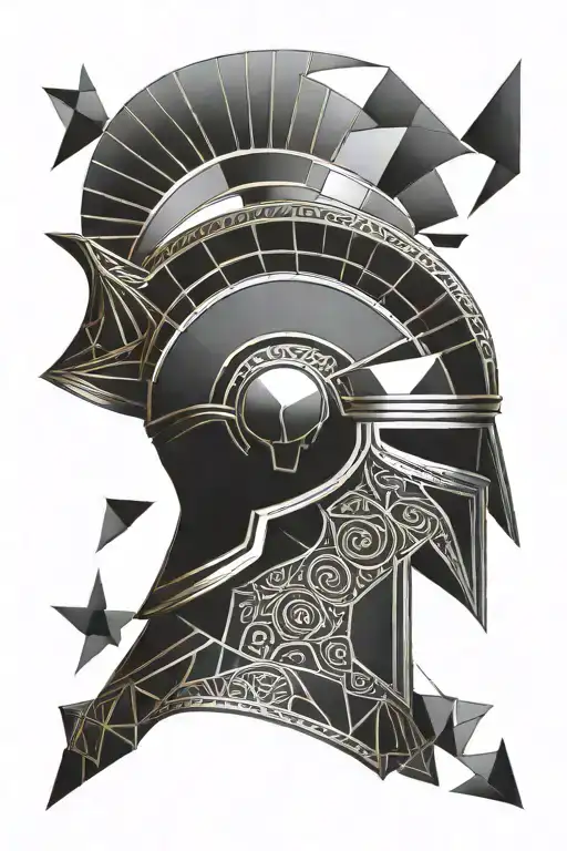 Spartan Helmet Adorned With Intricate Design