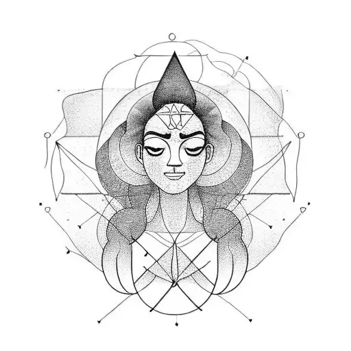 Draw Me A Woman Sitting In A Yoga Session With Curly Hair And All The Chakra Markings On Her Body