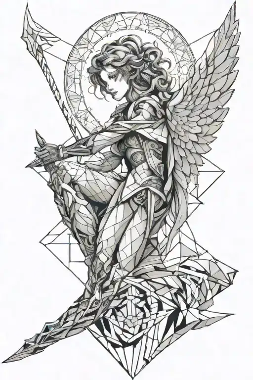 Haloed Female Warrior Angel