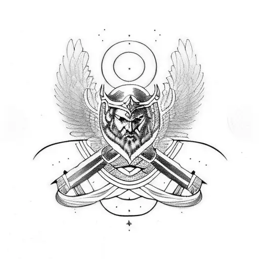 Odin Symbol With Valkeryie Wings On The Side