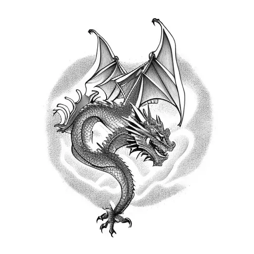 A Dragon Breathing Fire In A Realistic Landscape