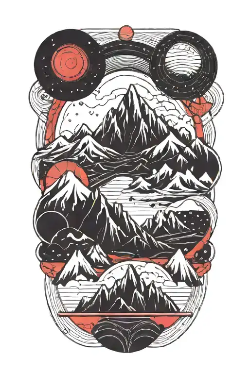 Mountains Leading Into Space With Planets With Red Cracks