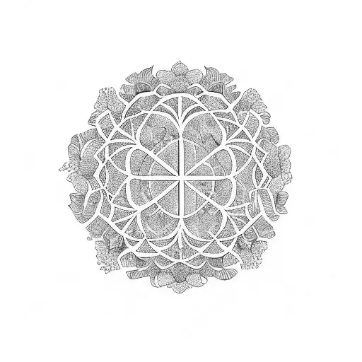 Bonsai Tree Surrounded By Flower Of Life