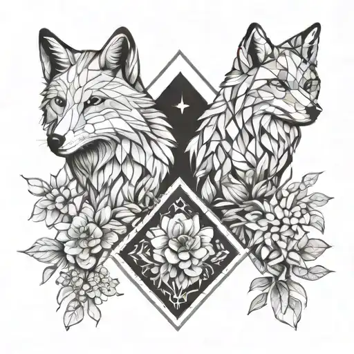 Fox And Wolf With Flowers Fullsleve