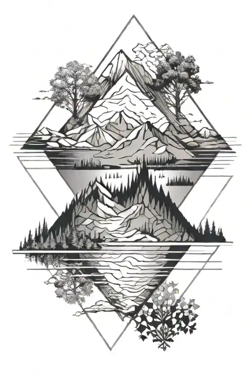 Mountains And Forest Reflection In Water On Forearm