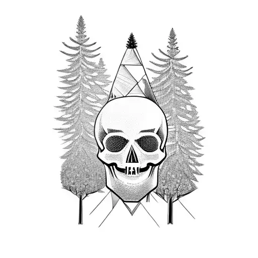 Skull With Pine Trees