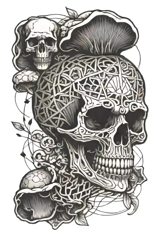 Skull And Mushroom Growing