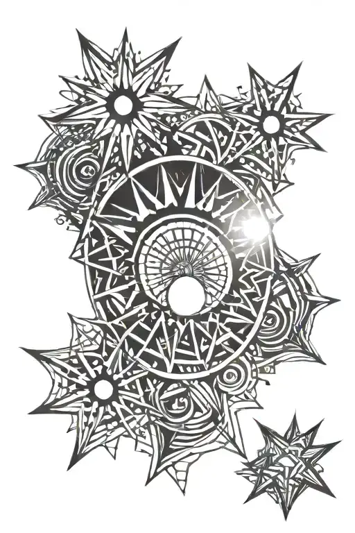 Sun Rising With 3 Stars