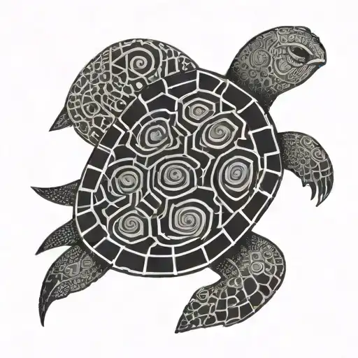 A Turtle With A Snail On His Back