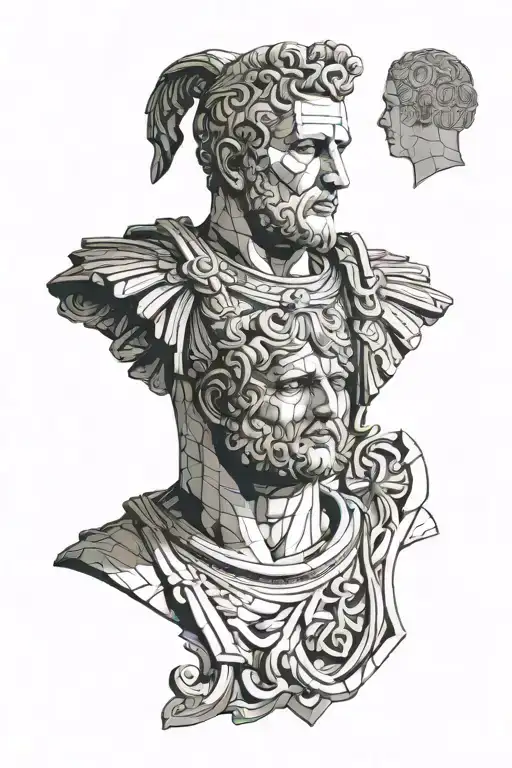 Roman Emperor Bareheaded Like Roman Bust Sculpture