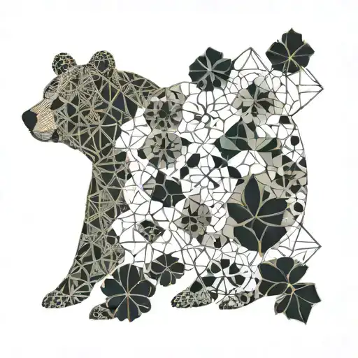 Geometric Bear Family Of 4 Leaf Clover