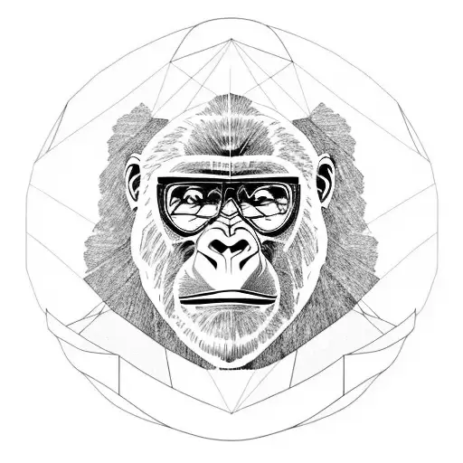 Mountain Scene With A Gorilla Wearing Frameless Specs