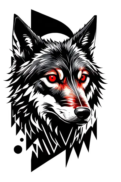 Wolf With Red Eyes And A Blood Moon