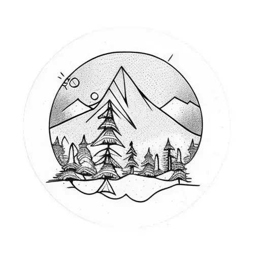 Hiking Trail Matching Tattoo In A Circle