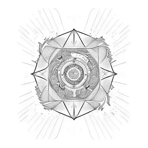 An Abstract Design Combining Elements Of Karate And Coding Symbols