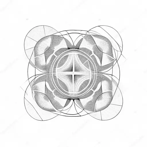 Four Full Circles Connected On Black Background