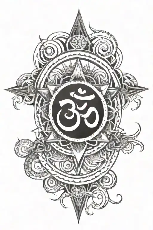Trident And Om Symbol Intertwined