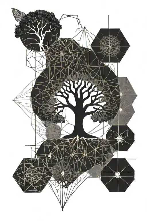 Tree Of Life Kabala Thin Lines Connecting Different