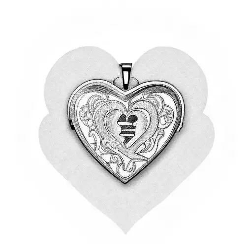 A Traditional-style Tattoo Of A Heart-shaped Locket With The Initials Of Your Kids Engraved On It