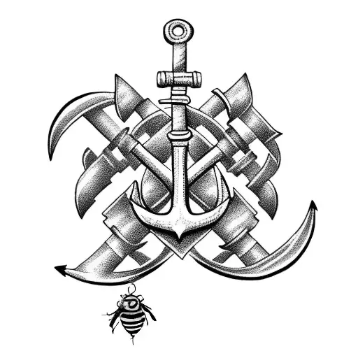 Anchor With A Bee And A Mechanic Wrench