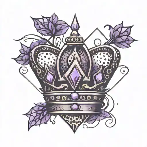 Small Crown On The Lower Back With Purple Elements