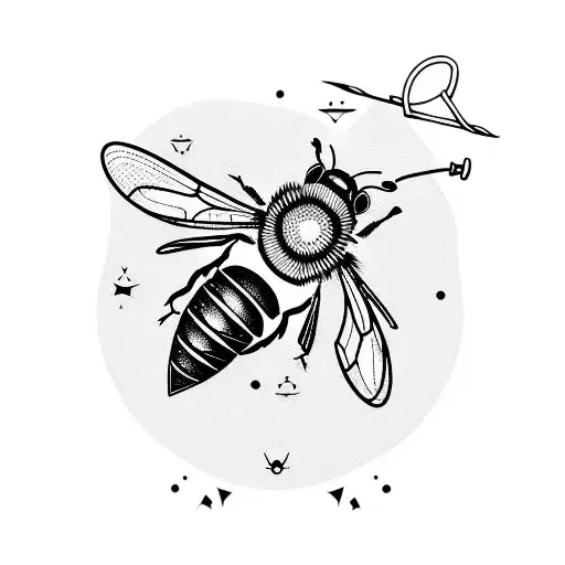 Bee With Small Anchor And Mechanic Tools