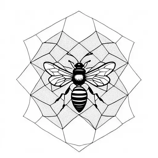 Honey Bee In A Honeycomb