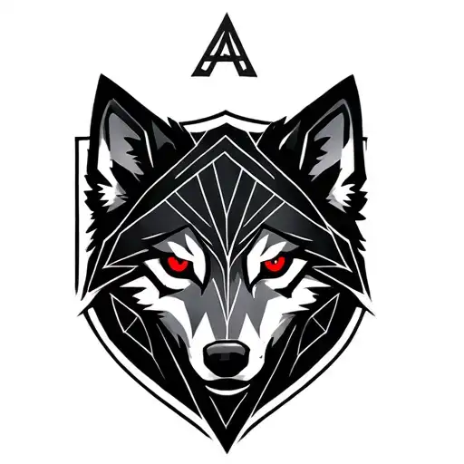 Alpha Wolf Red Eyes On A Sheild