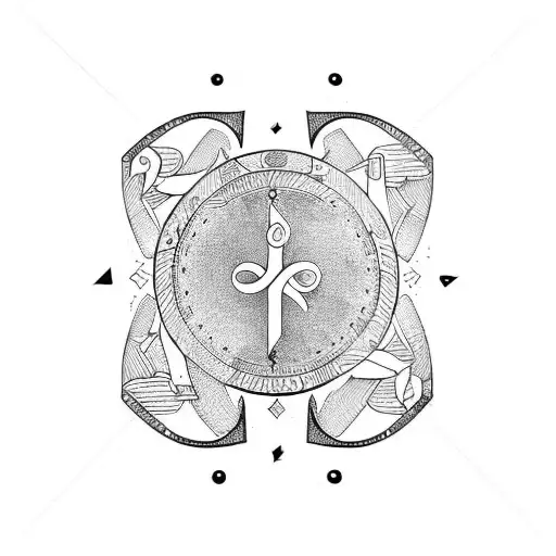 Nordic Runes In Straight Line