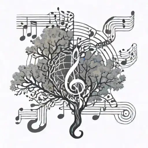 Trees With Music Notes And Treble Clef