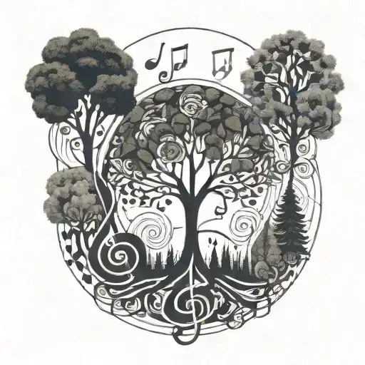 Trees With Music Notes And Treble Clef