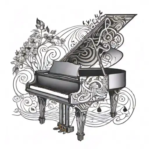 Nature With Piano And Music Notes
