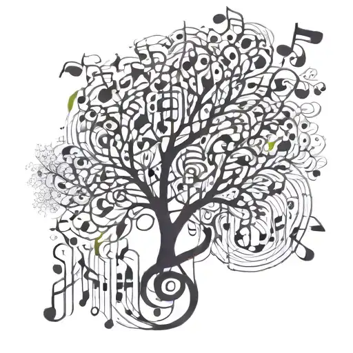 Music Notes And Treble Clef Integrated Into Trees