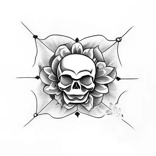 Skull With Flowers In Crave