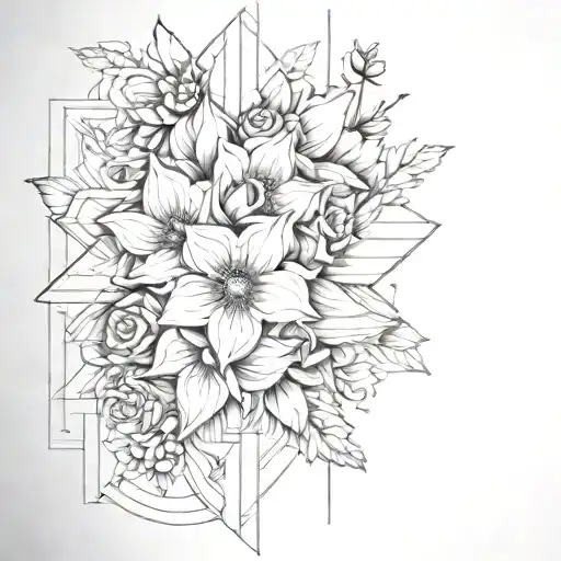 Realism Flowers With Architectural Lines