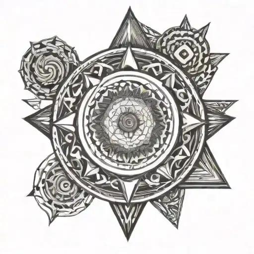 Third Eye With Spiral In The Center Decorative Geometric Line Work