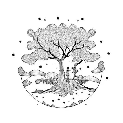 Little Forest Spirits In A Cherry Blossom Tree