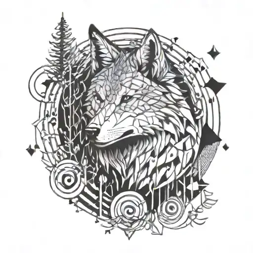 Wolf In Music Note Forest