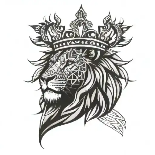 Tribal Lion Wearing A Crown