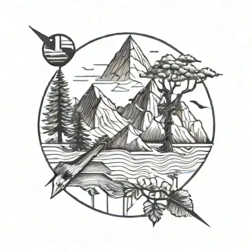 Arrow Tree Mountain Boussole Gloden Ratio