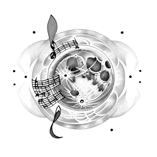 Moon Made With Musical Notes