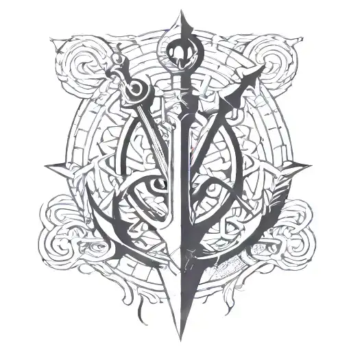 Poseidon's Trident Combined With An Anchor
