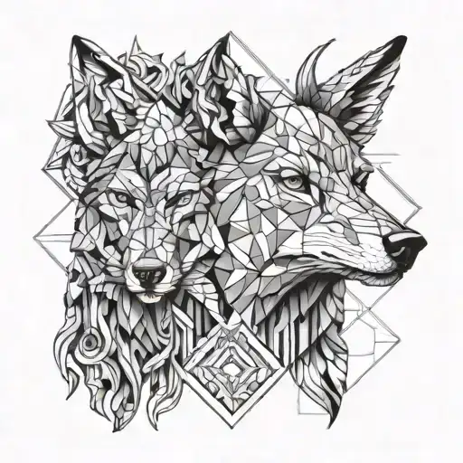 Mid Head Wolf And Mid Head Deer Head