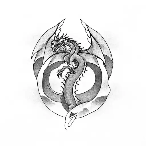 Dragon With Wing Spine Tatoo