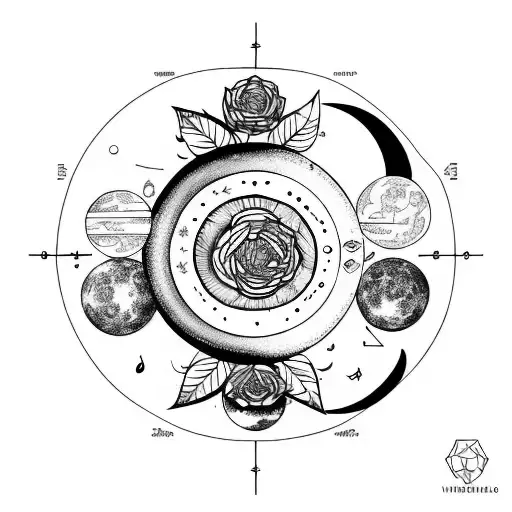 Vertical Moon Phases With Plants And Music