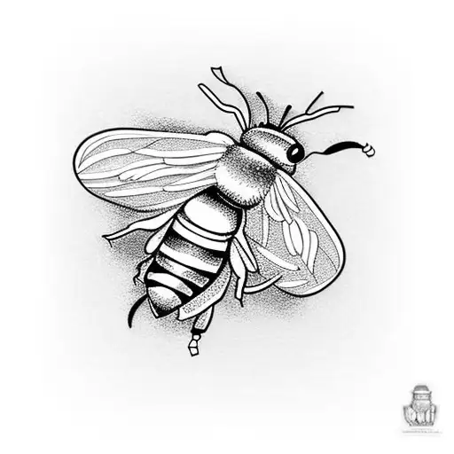 Simple Line Bee Tattoo With The Letter K Incorporated