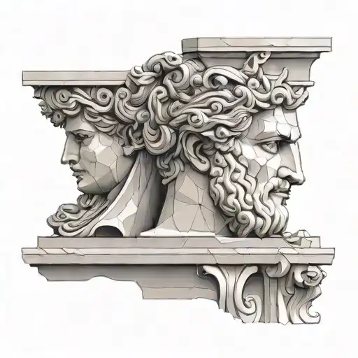 Ancient Greek Sculptures In Geometric Realism Style