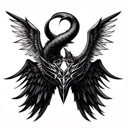 2 Wings Angel And Devil Horns