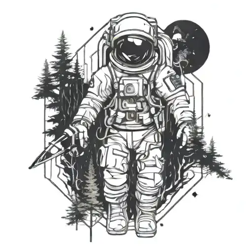 Astronaut Floating In The Forest Scene